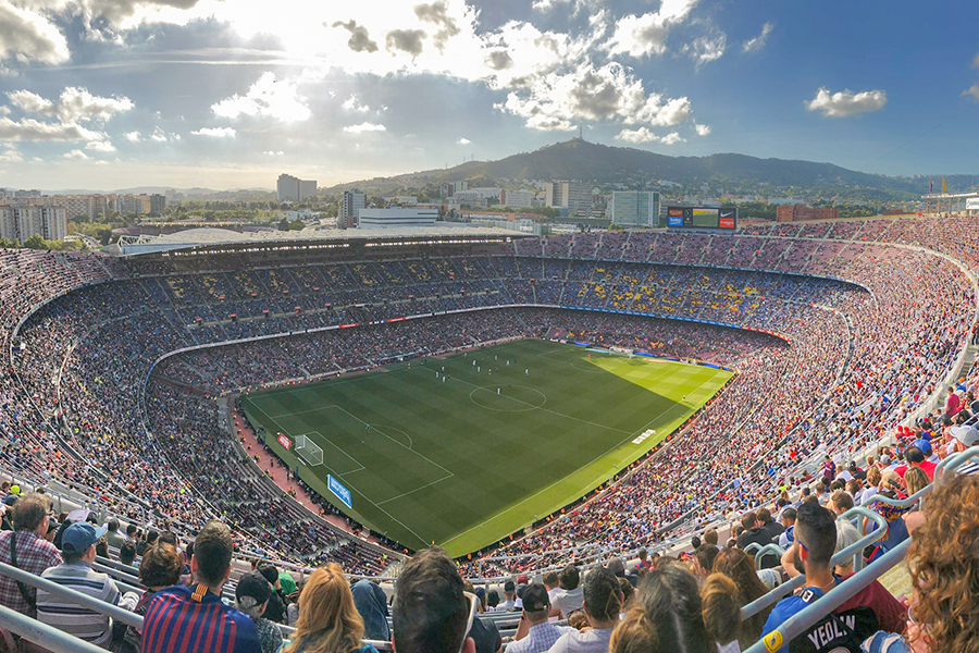 View from the grandstands at Camp Nou.