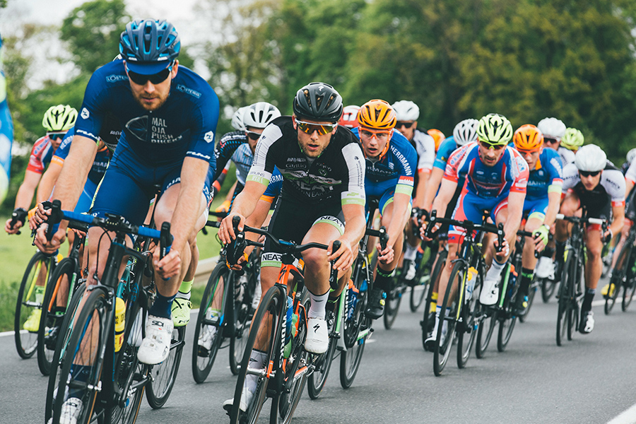 Group of cyclists participating in a race.